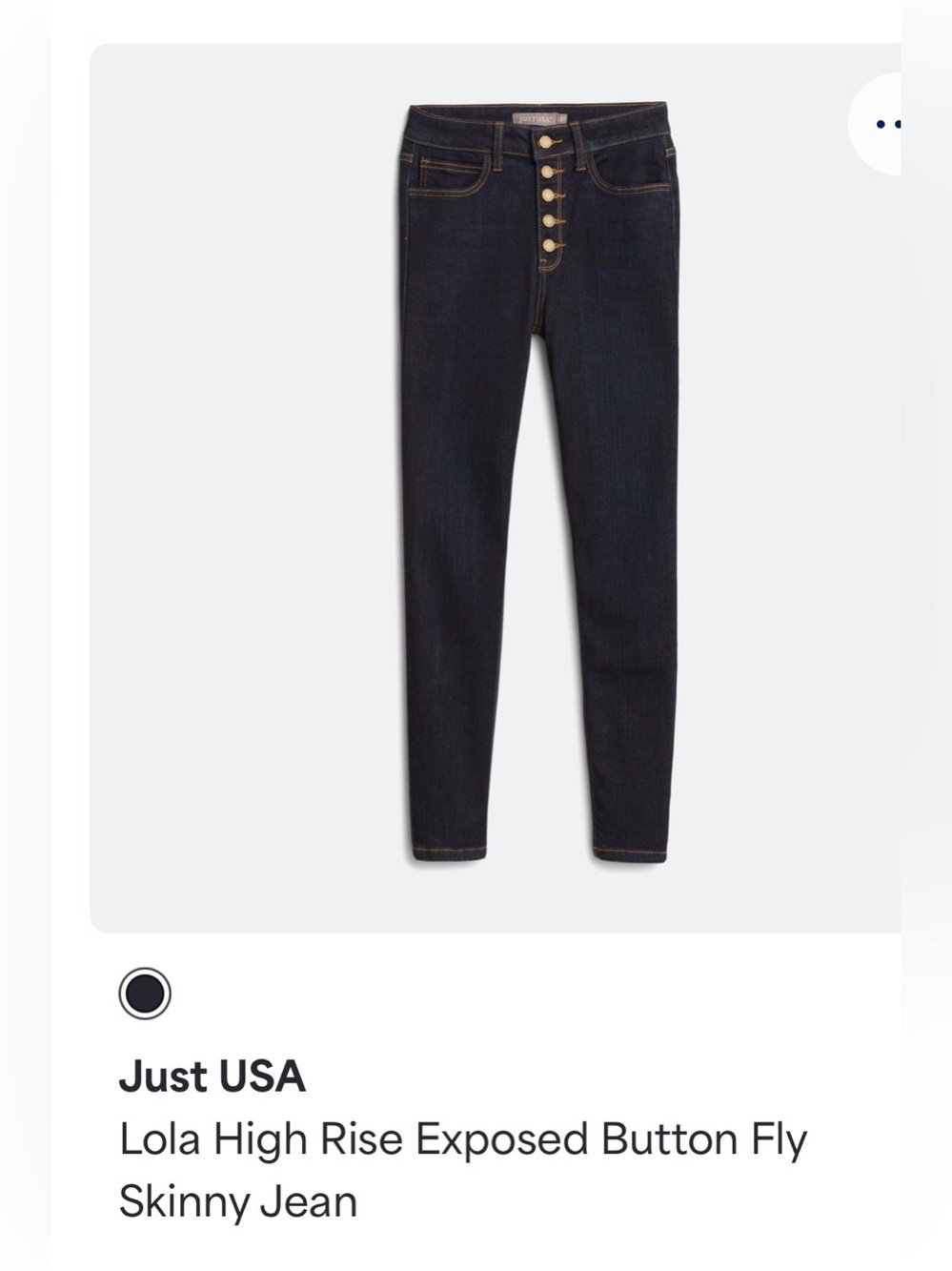 Just USA Dark Blue Button-Front High Rise Jeans
